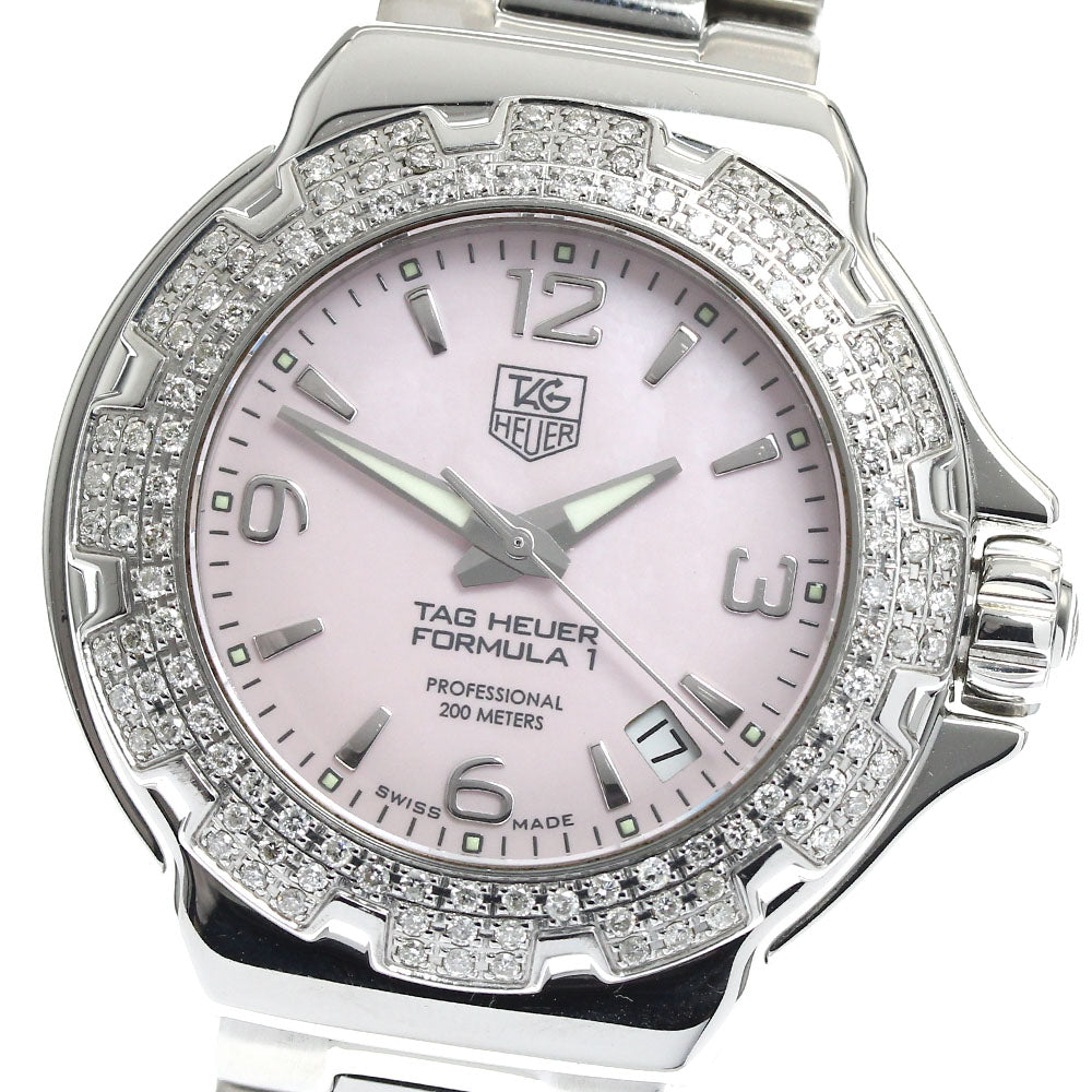 TAG HEUER Formula 1 Glamor Diamond WAC1216.BA0852 date diamond bezel Pink shell Dial Quartz Ladies Watch_897917