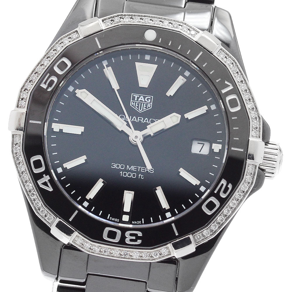TAG HEUER Aqua racer WAY1395 diamond bezel black Dial Quartz Ladies Watch_898044