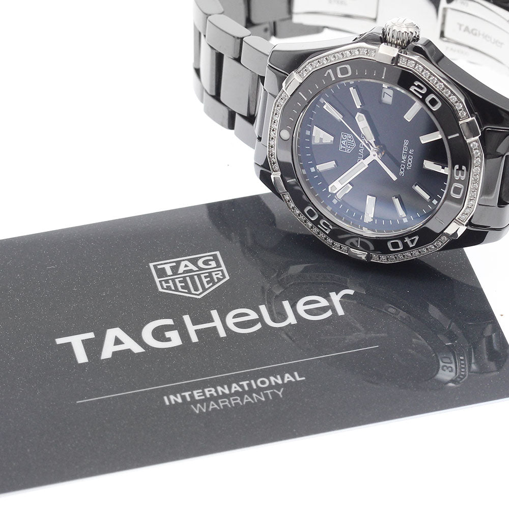 TAG HEUER Aqua racer WAY1395 diamond bezel black Dial Quartz Ladies Watch_898044