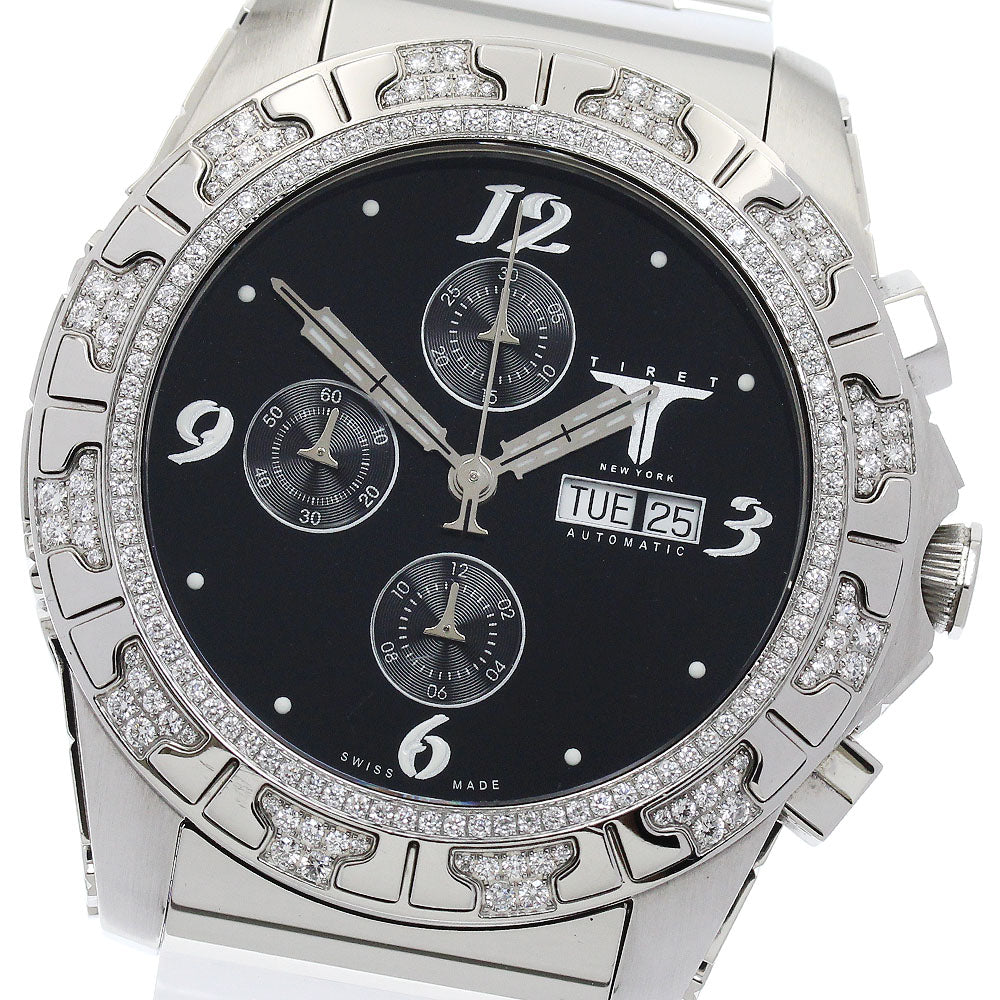 TIRET NEW YORK chronograph diamond bezel black Dial Automatic Men's Watch_898082