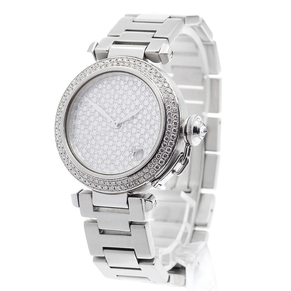CARTIER Pasha C W31010M7 After-Diamond Bezel/Dial Silver Dial Automatic Boy's Watch_898087