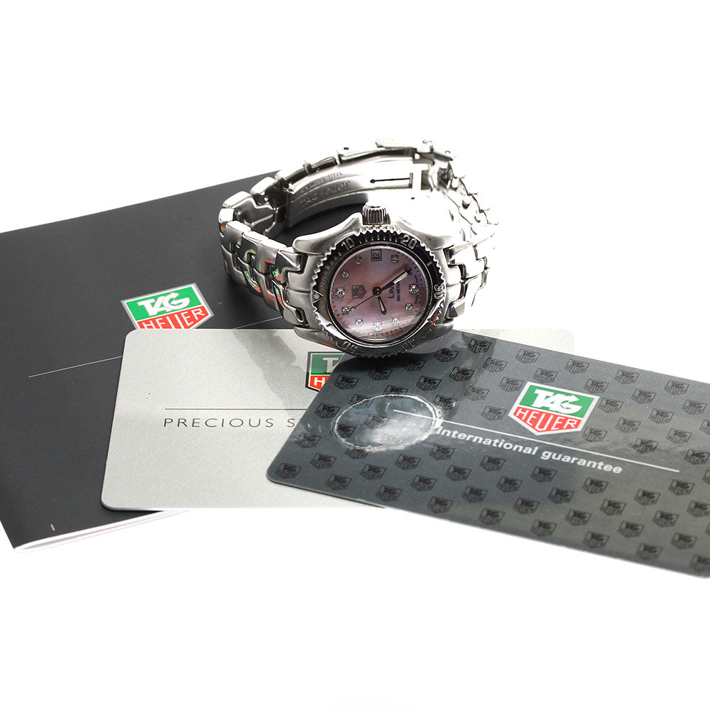 TAG HEUER Link WT141Q.BA0560 11P Diamond Date Pink shell Dial Quartz Ladies Watch_898118