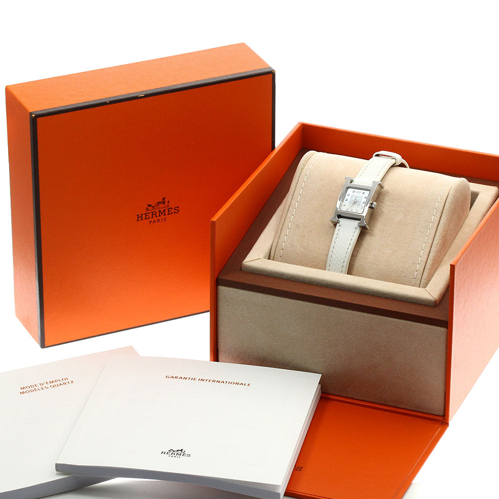HERMES H watch mini HH1.110 11P diamond White shell Dial Quartz Ladies Watch_898124