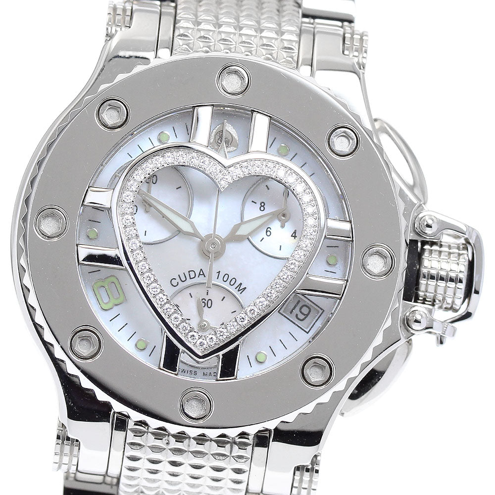 AQUANAUTIC Princess Cuda P6051N02C03 diamond bezel chronograph White shell Dial Quartz Ladies Watch_898128