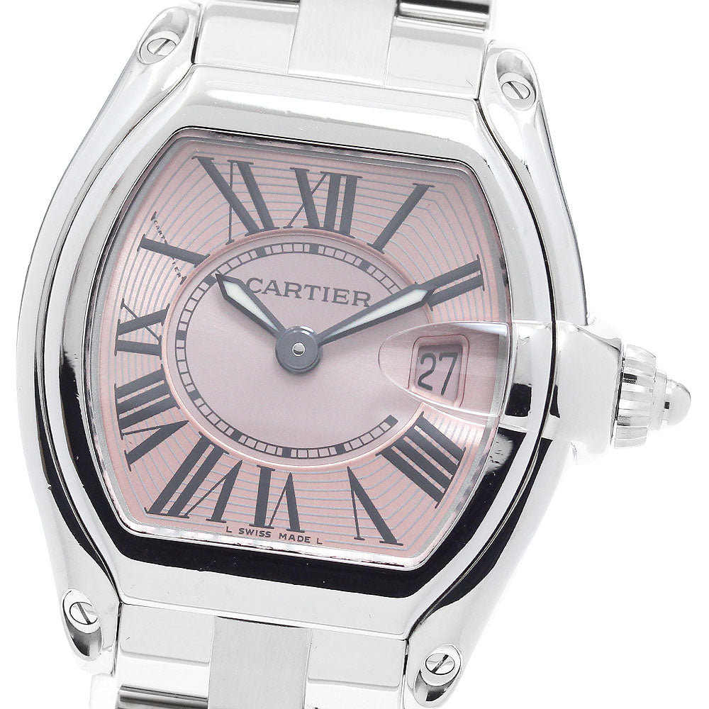 CARTIER Roadster SM W62017V3 Date pink Dial Quartz Ladies Watch_898193