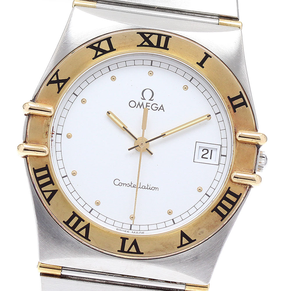 OMEGA Constellation YG bezel harf bar date white Dial Quartz Men's Watch_898238
