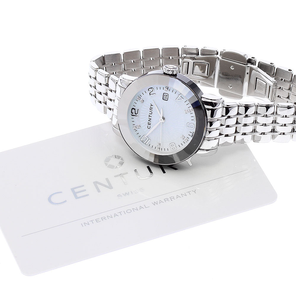 CENTURY Elegance Time Gem 648.7.U.N1B.12.SF 11P diamond White shell Dial Quartz Ladies Watch_898271