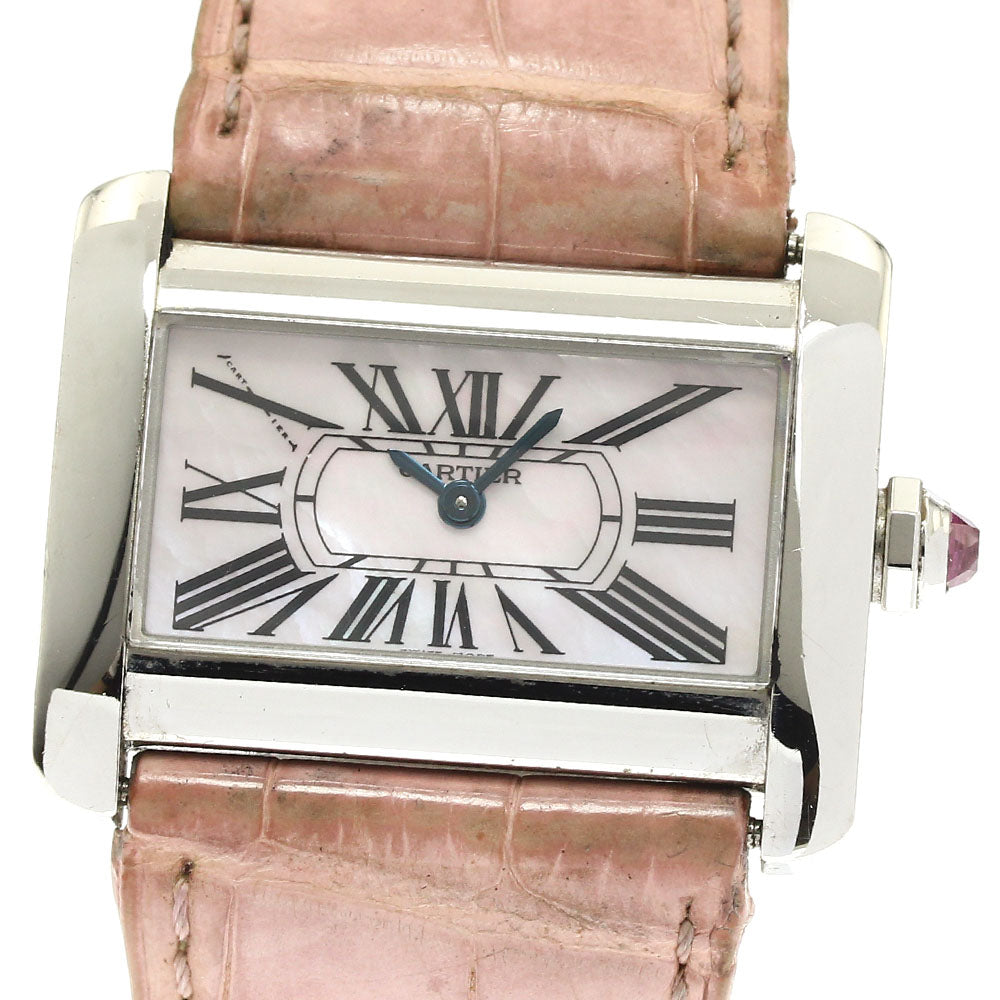 CARTIER tank divan mini W6301455 Pink shell Dial Quartz Ladies Watch_898664