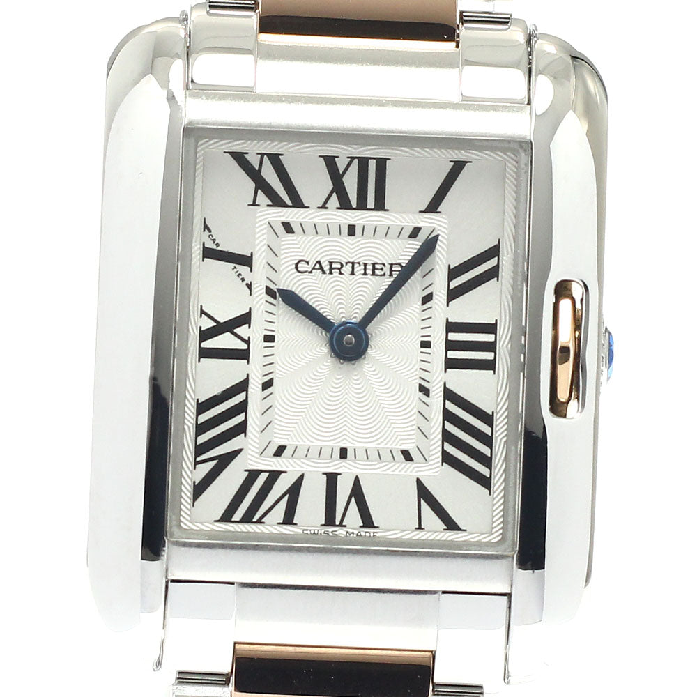 CARTIER Tank Anglaze SM W5310019 PG2 tone Silver Dial Quartz Ladies Watch_898673