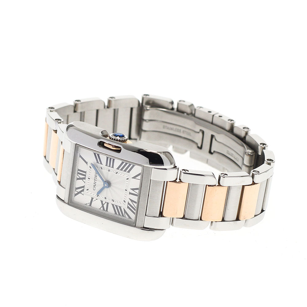 CARTIER Tank Anglaze SM W5310019 PG2 tone Silver Dial Quartz Ladies Watch_898673