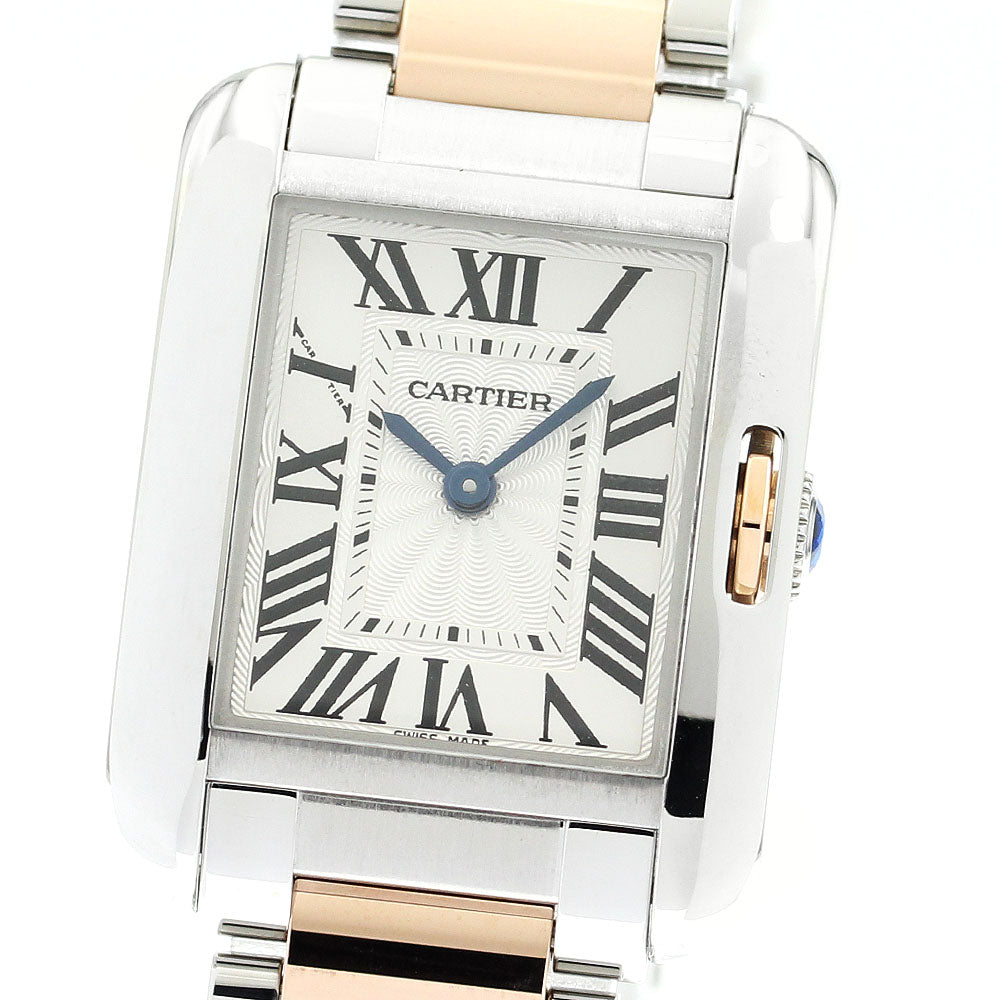 CARTIER Tank Anglaze SM W5310036 PG2 tone Silver Dial Quartz Ladies Watch_898687