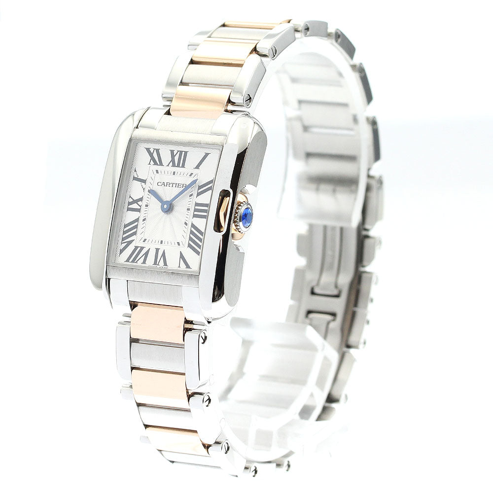 CARTIER Tank Anglaze SM W5310036 PG2 tone Silver Dial Quartz Ladies Watch_898687