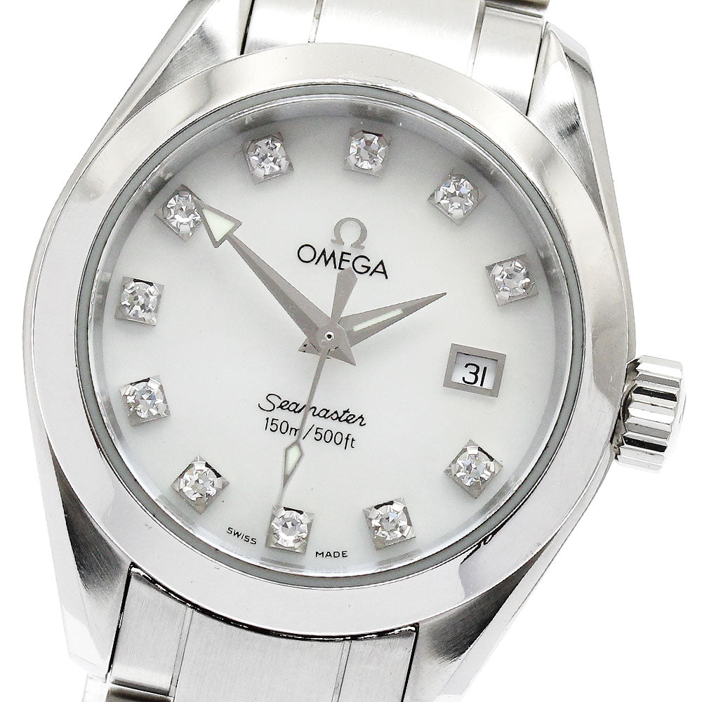 OMEGA Seamaster Aqua Terra 2577.75 11P diamond White shell Dial Quartz Ladies Watch_898928