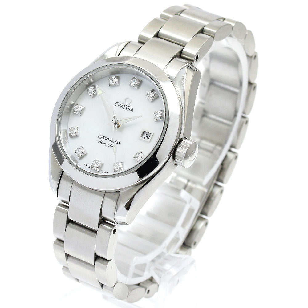 OMEGA Seamaster Aqua Terra 2577.75 11P diamond White shell Dial Quartz Ladies Watch_898928