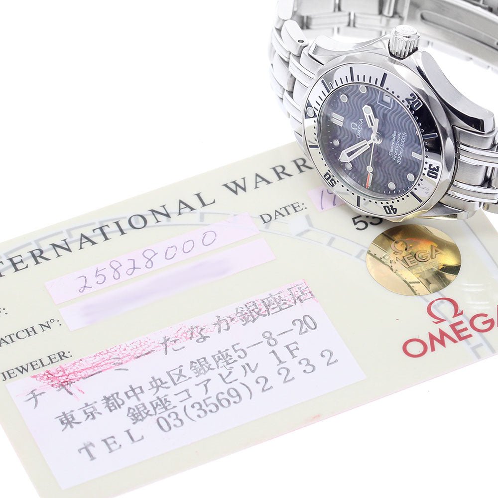 OMEGA Seamaster300 2582.80 Date Navy Dial Quartz Ladies Watch_898941