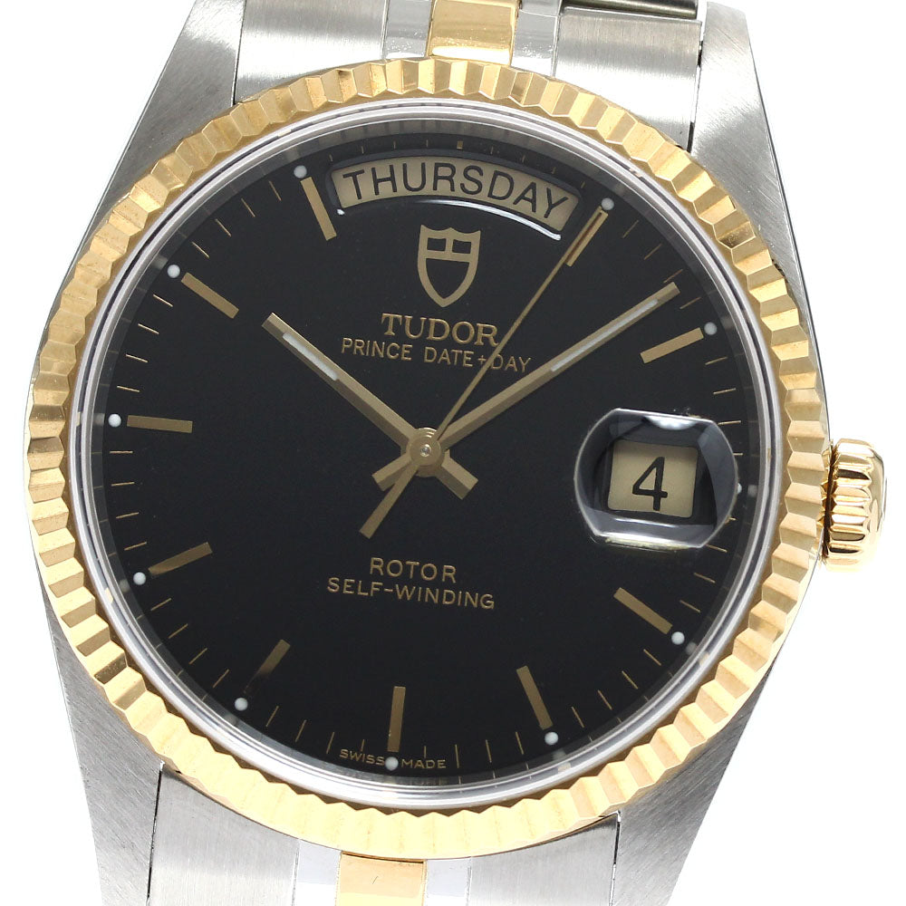 TUDOR Prince Date Day 76213 YG2 tone Black Dial Automatic Men's Watch_899109