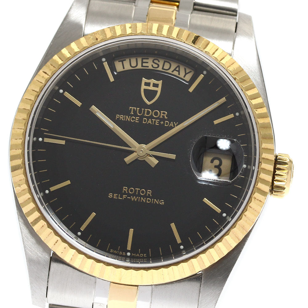 TUDOR Prince Date Day 76213 YG2 tone black Dial Automatic Men's Watch_899115