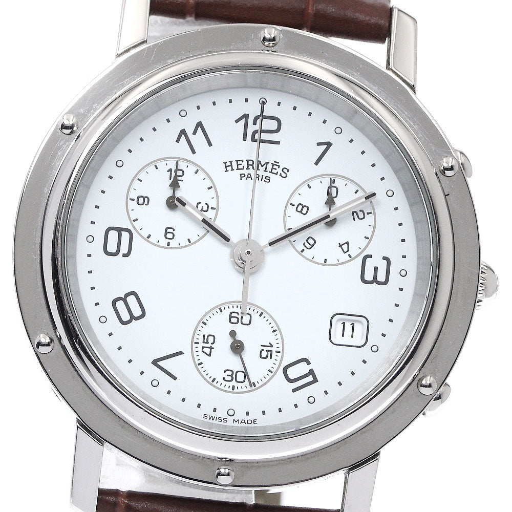 HERMES Clipper chrono CL1.910 Date white Dial Quartz Men's Watch_899127