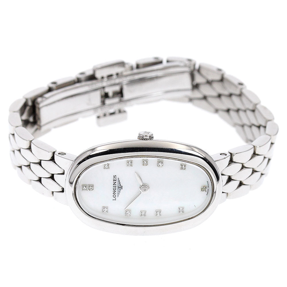 LONGINES Sanphonette Diamond Bezel White shell Dial Quartz Ladies Watch_899190