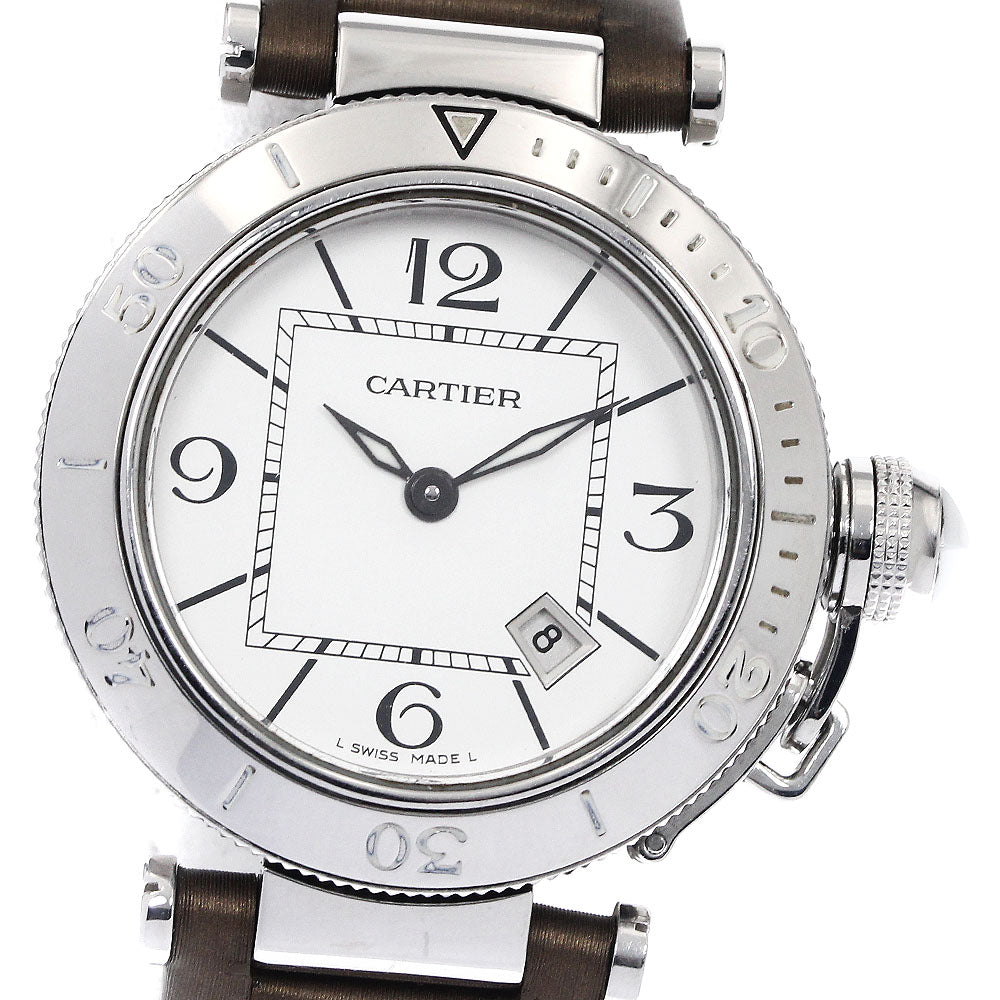 CARTIER Pasha Sea Timer SM W3140002 Date Silver Dial Quartz Ladies Watch_899201