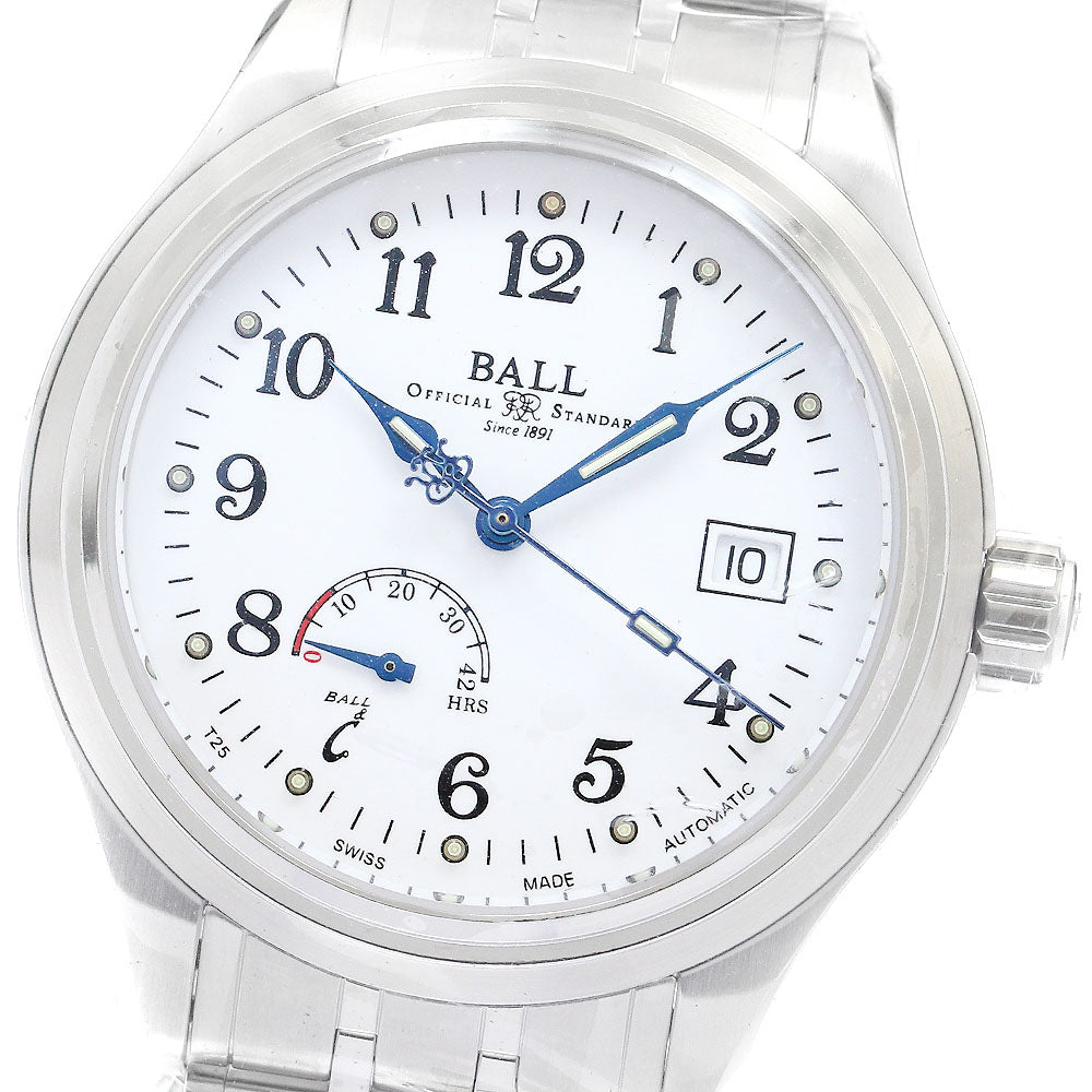 BALLWATCH Trainmaster Power Reserve Date white Dial Automatic Men's Watch_899253