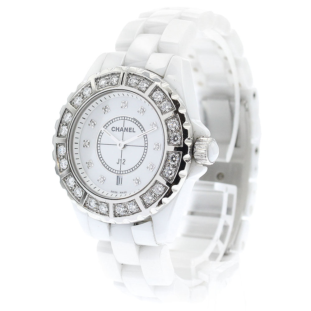CHANEL J12 White Ceramic Diamond Bezel H2429 Date 11P diamond Ladies_899315