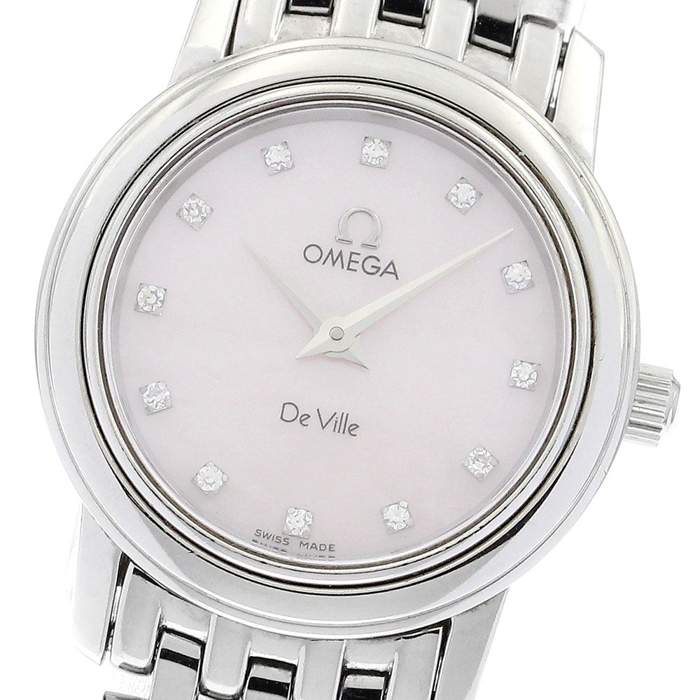 OMEGA De Ville Prestige 4570.76 12P diamond Pink shell Dial Quartz Ladies_899771