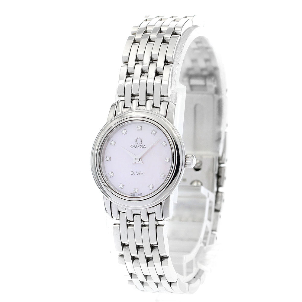 OMEGA De Ville Prestige 4570.76 12P diamond Pink shell Dial Quartz Ladies_899771