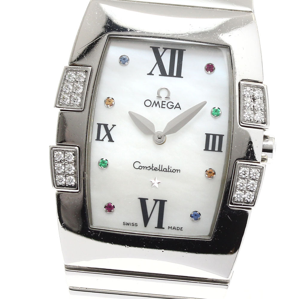 OMEGA Constellation Quadrella 1586.79 Diamond bezel 8P White shell Dial Quartz Ladies Watch_899781