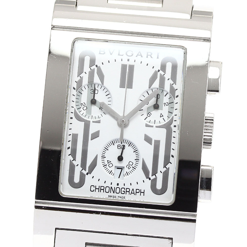 BVLGARI Rettangolo RTC49S Date Chronograph white Dial Quartz Men's Watch_899824