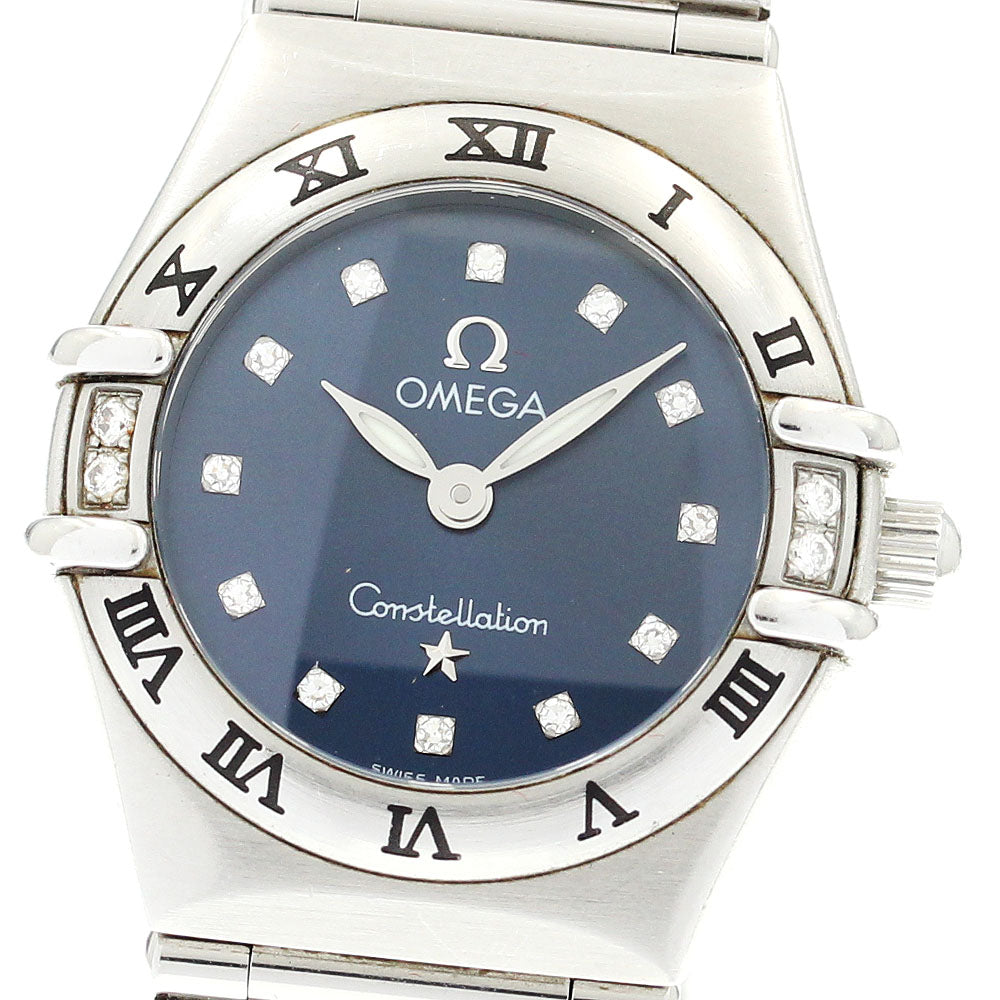 OMEGA Constellation Mini 1567.89 12P diamond Navy Dial Quartz Ladies_899855