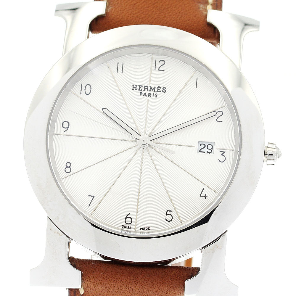 HERMES H watch Rondo HR1.710 Date Silver Dial Quartz Men's Watch_899856