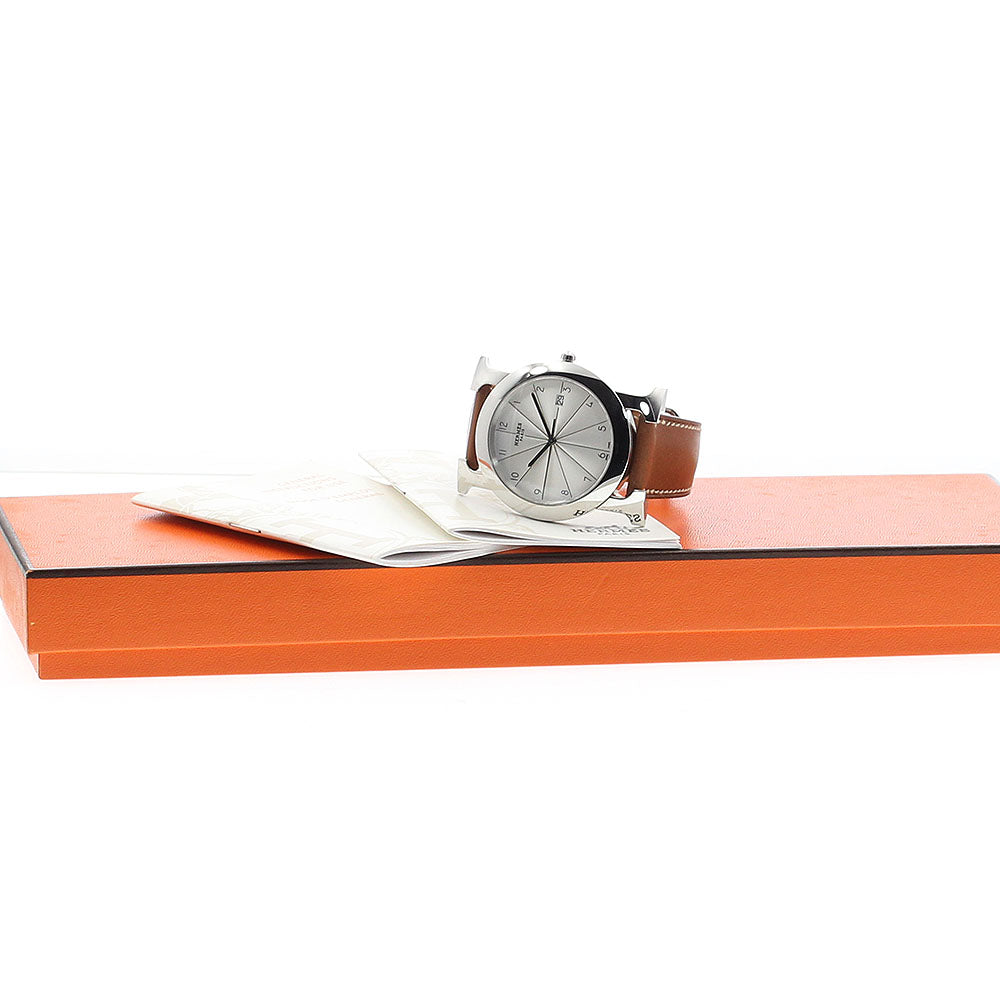 HERMES H watch Rondo HR1.710 Date Silver Dial Quartz Men's Watch_899856
