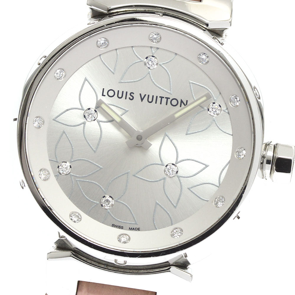 LOUIS VUITTON Tambour Lovely Diamonds Q131F 18P diamond Silver Dial Quartz Ladies Watch_899860