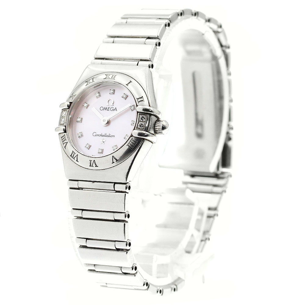 OMEGA Constellation Mini 1567.66 14P diamond Pink shell Dial Quartz Ladies Watch_899868