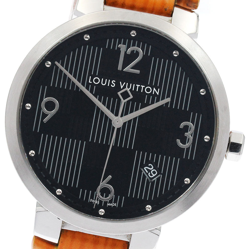LOUIS VUITTON Tambour slim Q1D07 Damier Graffit black Dial Quartz Men's_899887