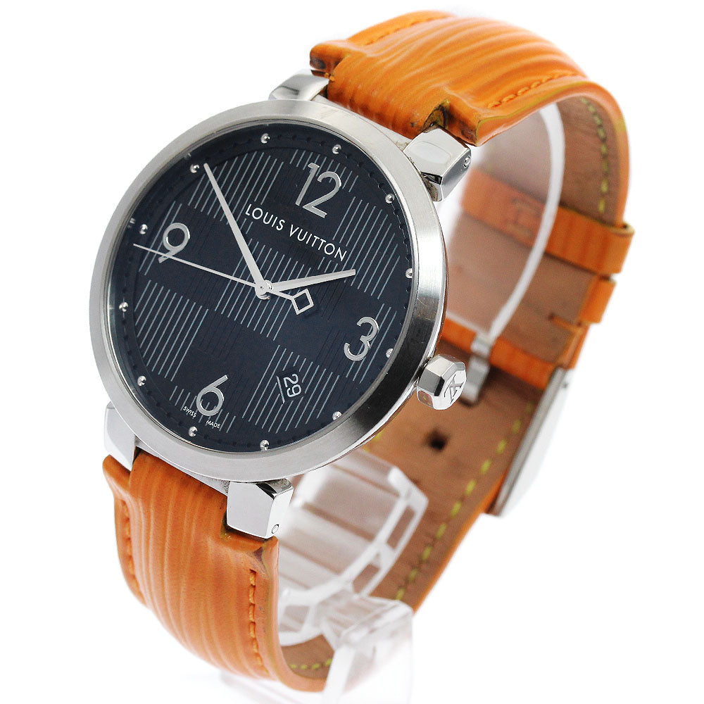 LOUIS VUITTON Tambour slim Q1D07 Damier Graffit black Dial Quartz Men's_899887