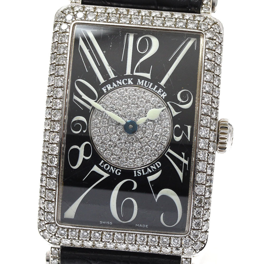 FRANCK MULLER Long Island 952QZD1P K18WG diamond bezel black Dial Quartz Ladies Watch_899910