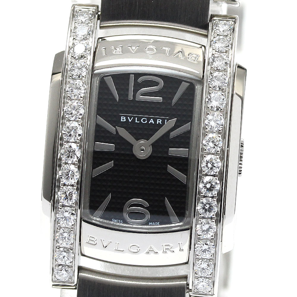 BVLGARI Assioma AA26S side diamond bezel black Dial Quartz Ladies Watch_899928