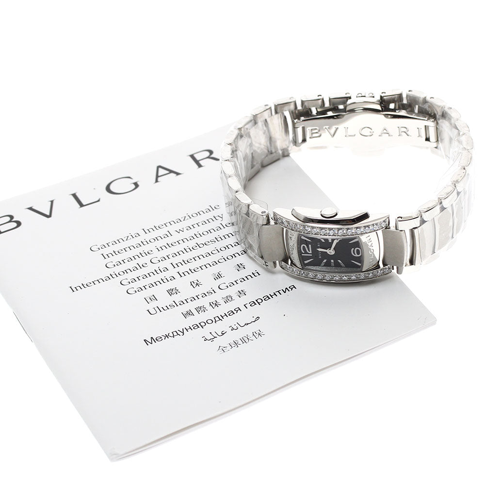 BVLGARI Assioma AA26S side diamond bezel black Dial Quartz Ladies Watch_899928