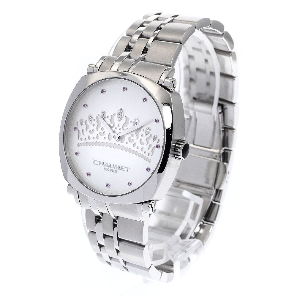 Chaumet Dandy Tiara W11673-26I Pink Sapphire diamond White shell Dial Quartz Boy's Watch_899945