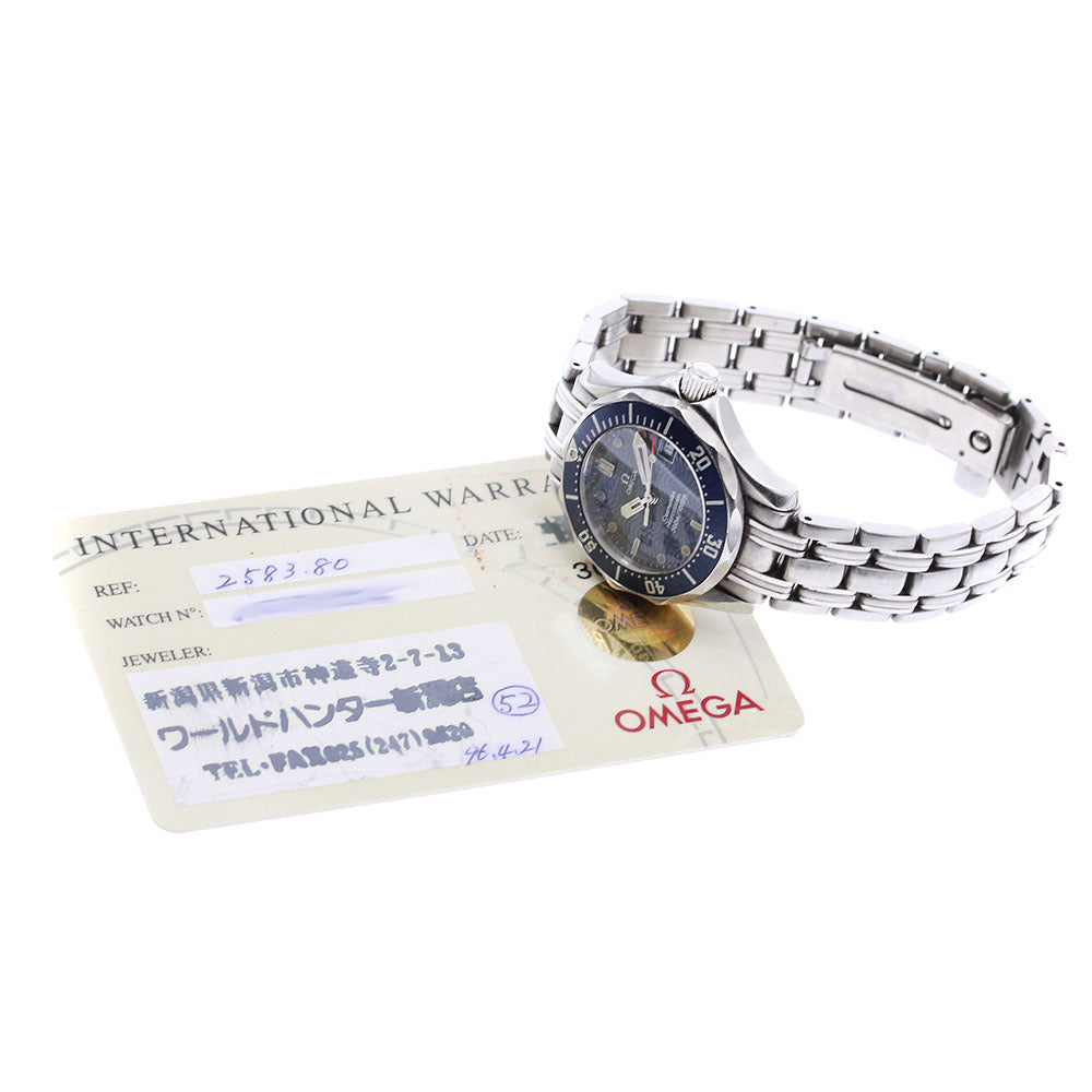 OMEGA Seamaster300 2583.80 Date Navy Dial Quartz Ladies Watch_900024