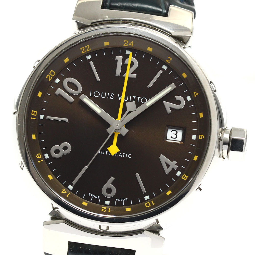 LOUIS VUITTON Tambour Q1131 GMT date Brown Dial Automatic Men's Watch_900028