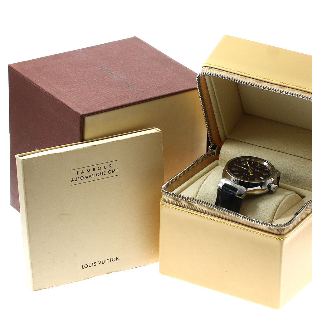 LOUIS VUITTON Tambour Q1131 GMT date Brown Dial Automatic Men's Watch_900028