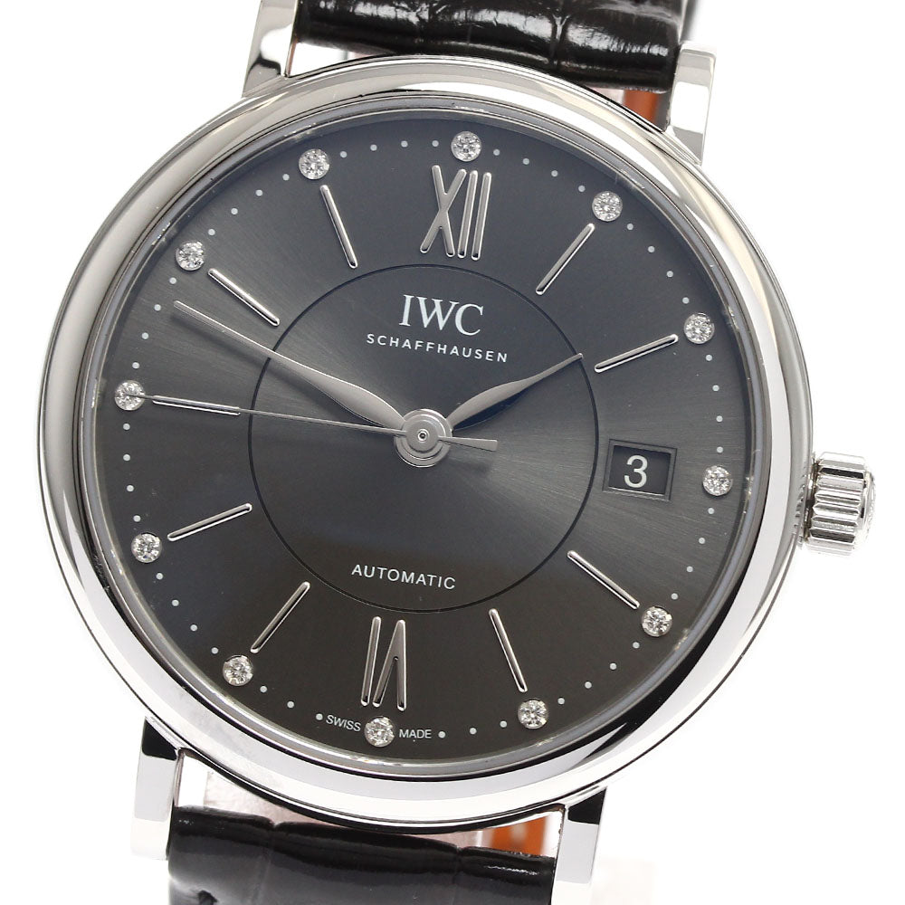 IWC SCHAFFHAUSEN Portofino IW458102 37MM 12P Diamond gray Dial Automatic Boy's Watch_900033