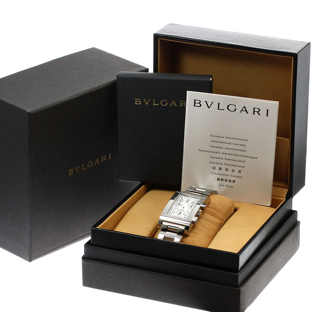 BVLGARI Rettangolo RTC49S Date Chronograph white Dial Quartz Men's Watch_900121