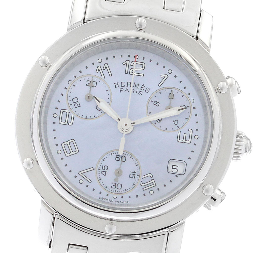 HERMES Clipper chrono CL1.310 Date Blue shell Dial Quartz Ladies Watch_900187