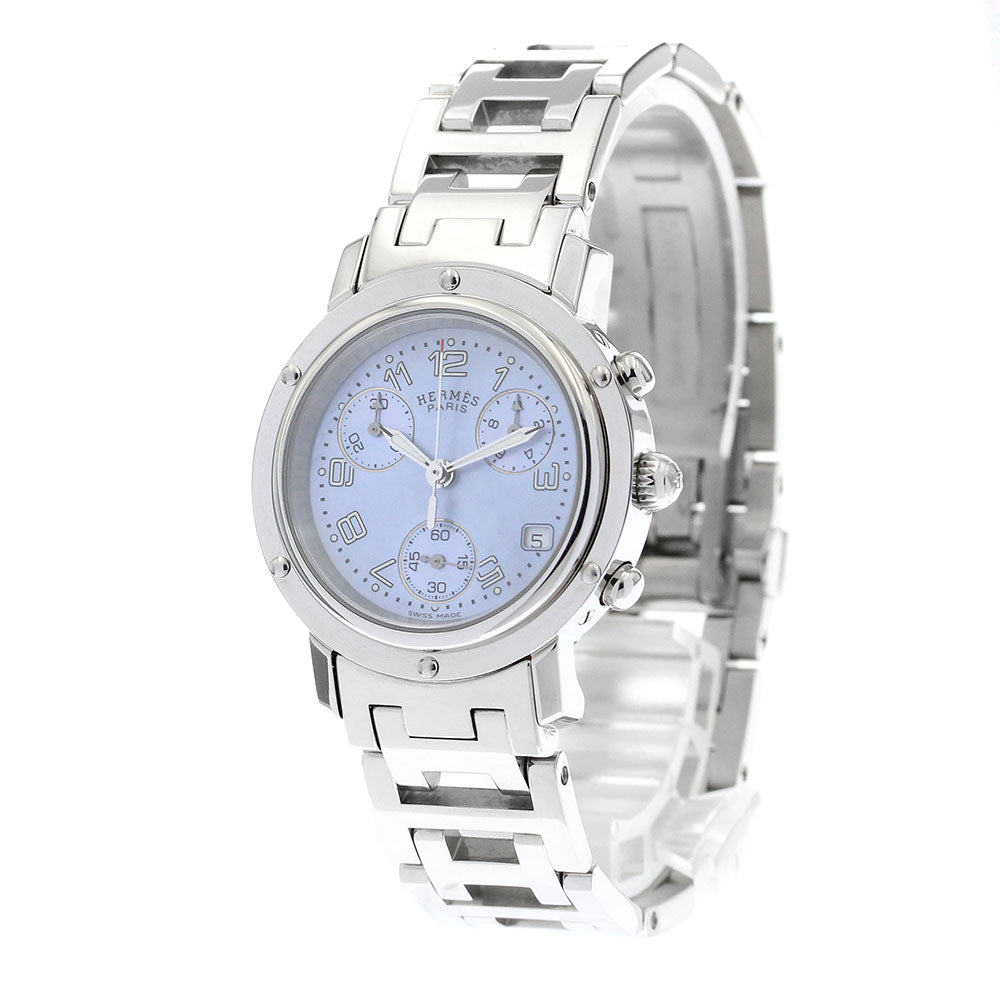 HERMES Clipper chrono CL1.310 Date Blue shell Dial Quartz Ladies Watch_900187
