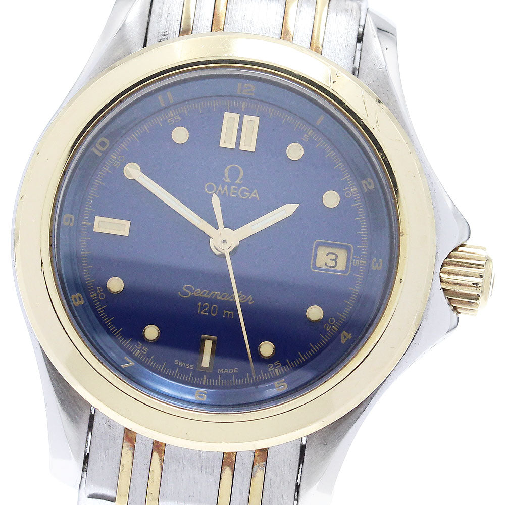 OMEGA Seamaster120 2371.80 YG2 tone Blue Dial Quartz Ladies Watch_900216