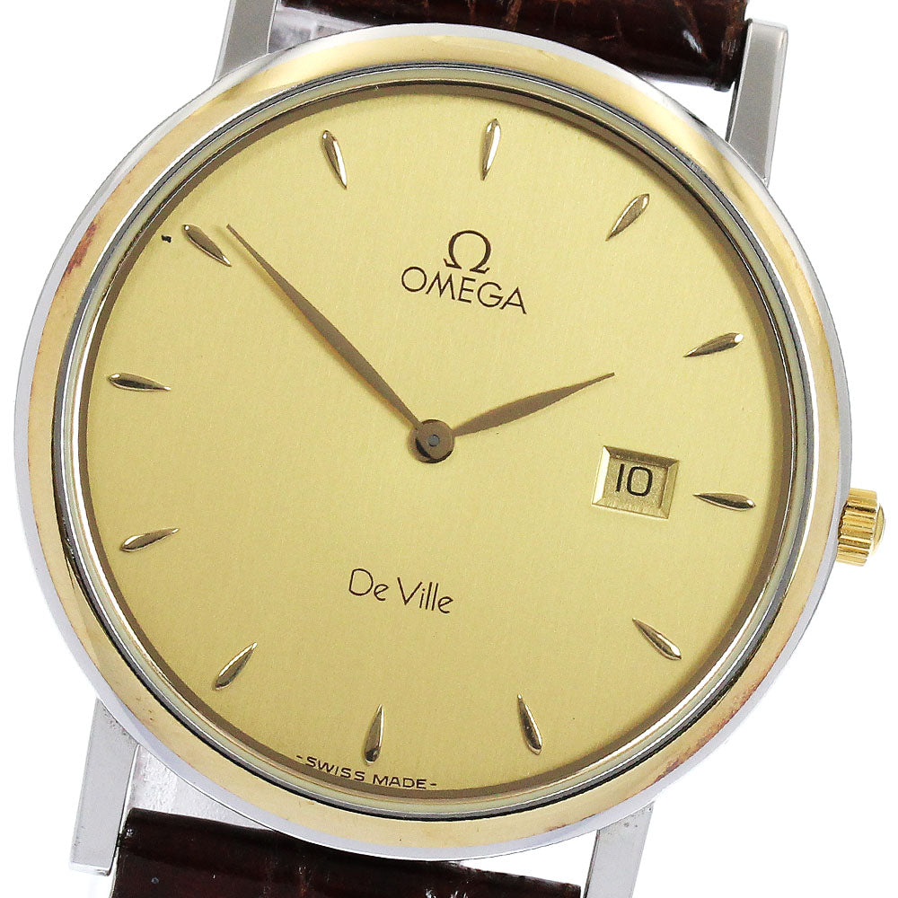 OMEGA De Ville Date gold Dial Quartz Men's Watch_900286